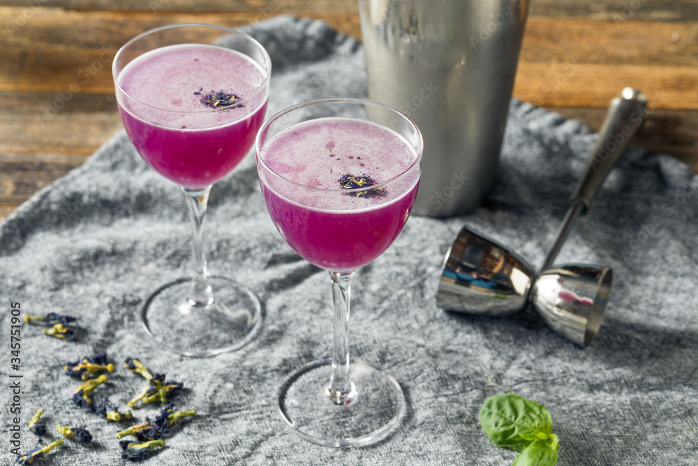 Boozy Purple Butterfly Pea Flower Gin Cocktail Stock Photo Adobe Stock