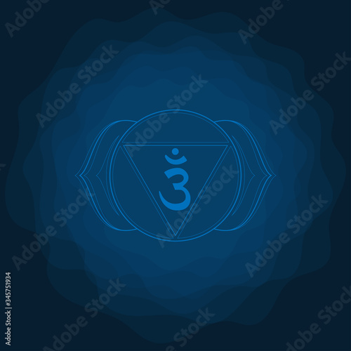 Sacral chakra of ajna sign. Icon with rounded circle smoke aura. EPS 10 vector illustration.