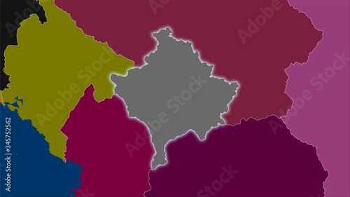 Kosovo  administrative divisions - light glow