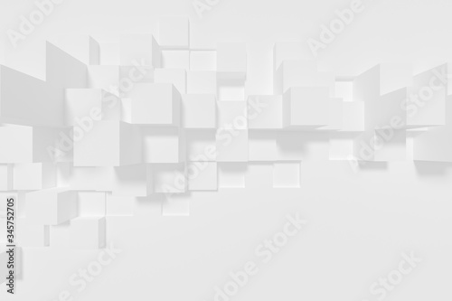 Abstract white cubes background - 3d rendering. © sylviadesign