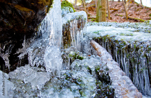 frozen waterfall in forest