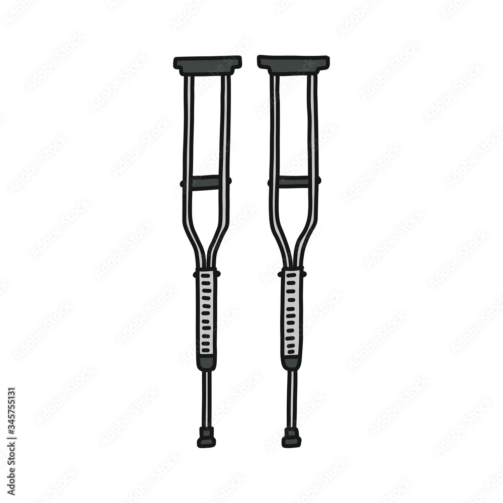 crutches doodle icon, vector illustration crutches doodle icon, vector illustration