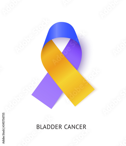 Bladder cancer awareness ribbon vector realistic illustration