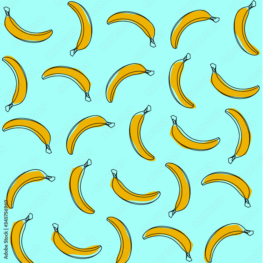 Patron de fondo de plátanos bananos fruta de temporada en Mexico america latina y zonas tropicales