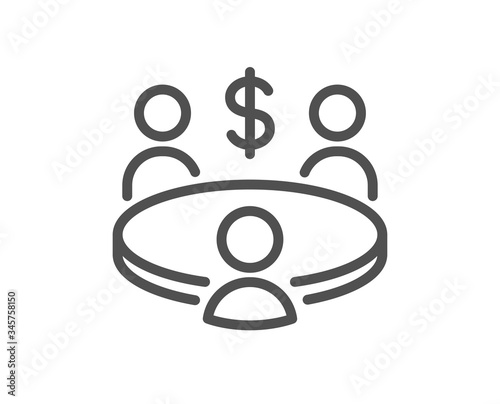 Meeting line icon. Business teamwork sign. Group of people symbol. Quality design element. Editable stroke. Linear style meeting icon. Vector