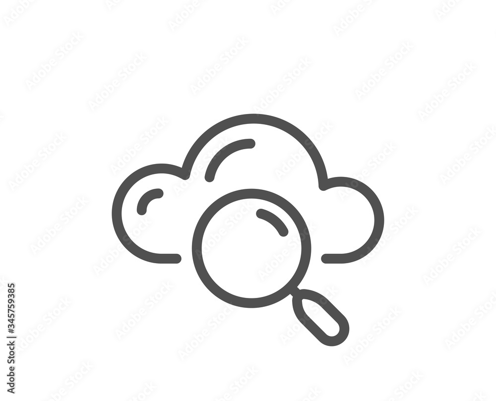 Cloud computing search line icon. Internet data storage sign. File hosting technology symbol. Quality design element. Editable stroke. Linear style cloud computing icon. Vector Cloud computing search line icon. Internet data storage sign. File hosting technology symbol. Quality design element. Editable stroke. Linear style cloud computing icon. Vector
