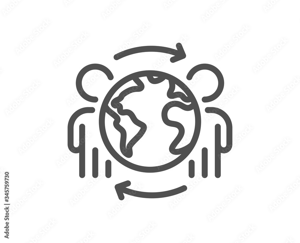 Global business line icon. International outsourcing sign. Internet marketing symbol. Quality design element. Editable stroke. Linear style global business icon. Vector Global business line icon. International outsourcing sign. Internet marketing symbol. Quality design element. Editable stroke. Linear style global business icon. Vector