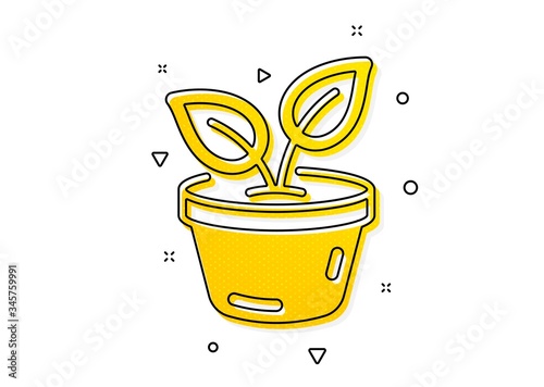 Grow plant leaf sign. Leaves icon. Environmental care symbol. Yellow circles pattern. Classic leaves icon. Geometric elements. Vector
