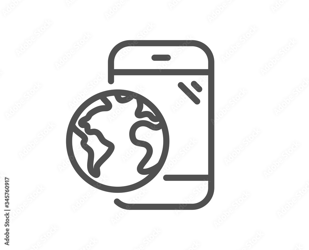 Vektorová grafika „Mobile internet line icon. Online business sign. Phone  device symbol. Quality design element. Editable stroke. Linear style mobile  internet icon. Vector“ ze služby Stock | Adobe Stock