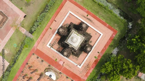 Aerial  Beautiful Temple Bangkok ,  Topview Buddha In Ancient city Thailand -  Wonder of thailand  photo