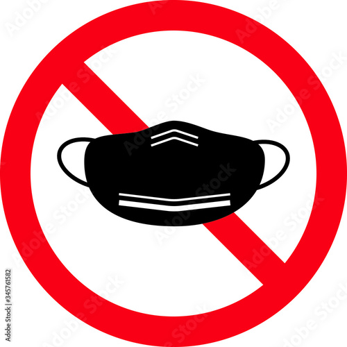 No wears mask sign, prohibition sign, ban