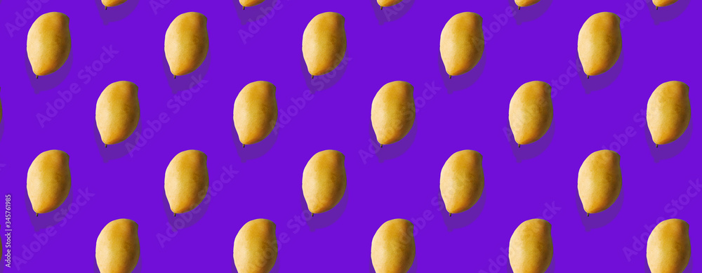 Seamless Pattern made with mango fruit on purple background. Seamless Pattern made with mango fruit on purple background.