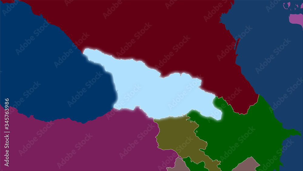 Fototapeta premium Georgia, administrative divisions - light glow