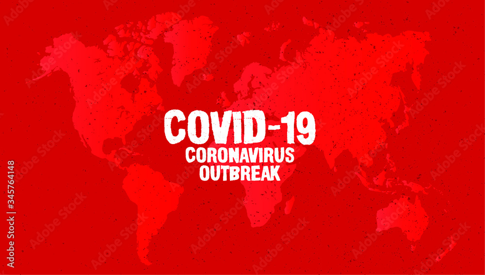 Corona Virus COVID-19 Red Background With World Map