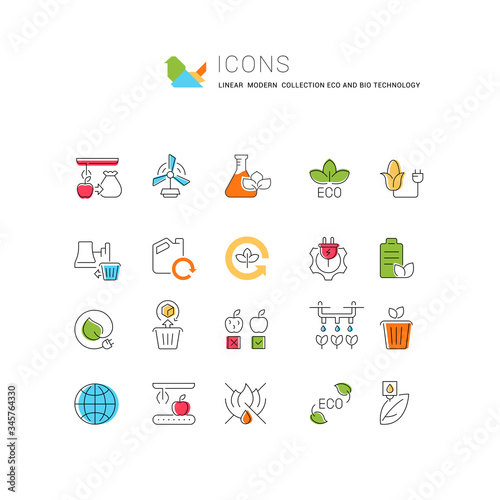 Set Vector Line Icons of Eco and Bio Technology