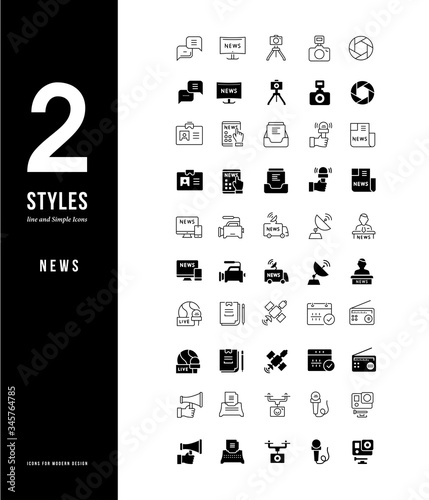 Simple Line Icons of News