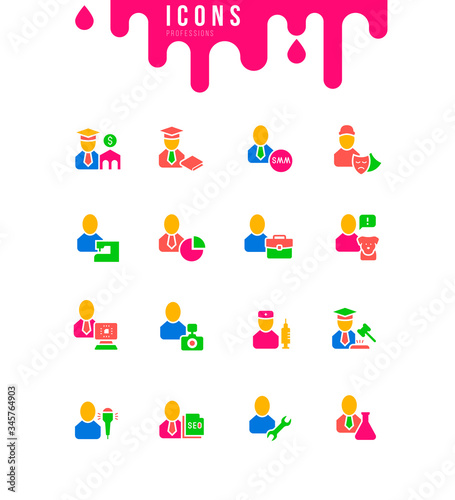 Set of Simple Icons of Professions