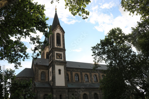 Cyril and Methodius Cathedral in green foliage in summer