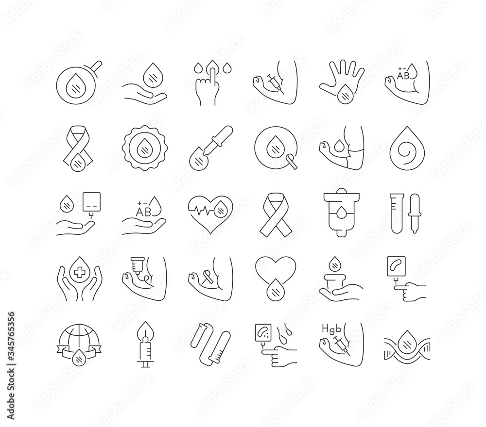 Vector Line Icons of World Hemophilia Day Vector Line Icons of World Hemophilia Day