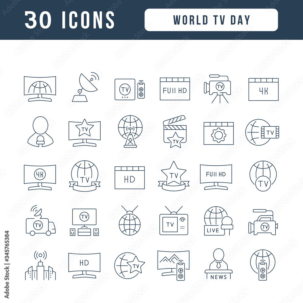 Vector Line Icons of World TV Day Vector Line Icons of World TV Day
