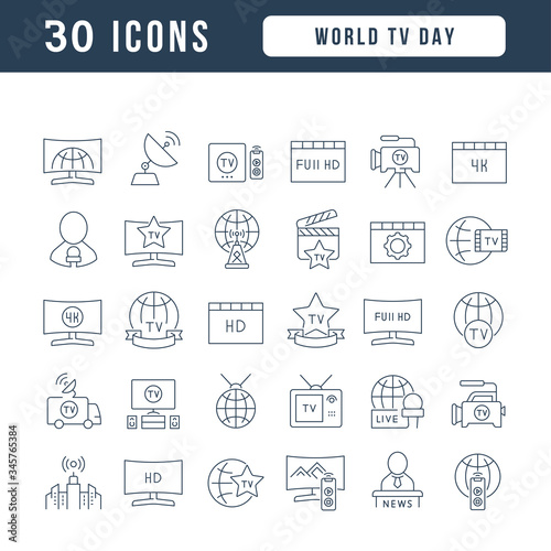 Vector Line Icons of World TV Day