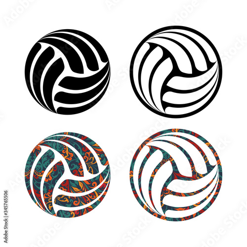 Set of four volleyball balls