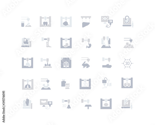 Set of Simple Icons of 3D Bioprinting