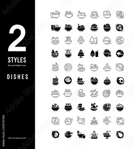 Simple Line Icons of Dishes