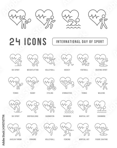 Vector Line Icons of International Day of Sport