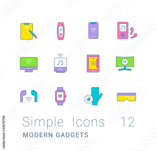 Set of Simple line Icons of Modern Gadgets