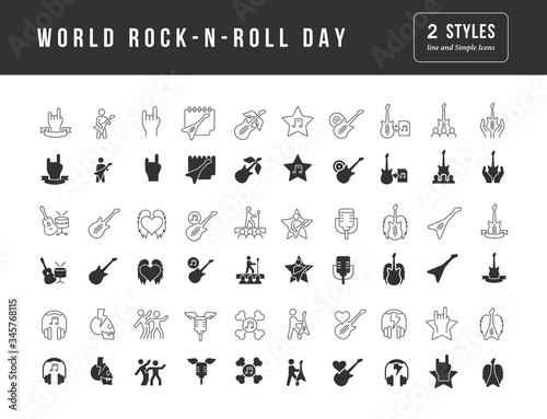 Vector Simple Icons of World Rock-n-Roll Day