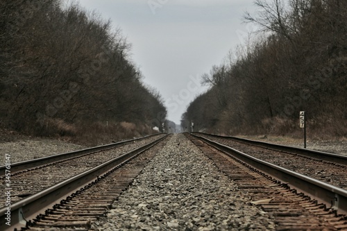 Surface Level Of Railway Tracks Against Clear Sky