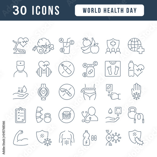 Vector Line Icons of World Health Day