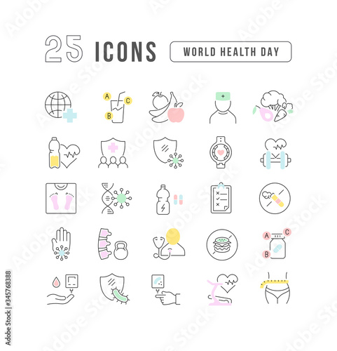 Vector Line Icons of World Health Day