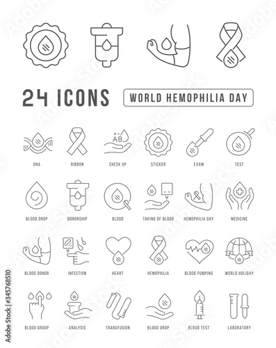 Vector Line Icons of World Hemophilia Day