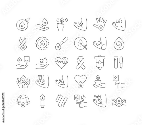 Vector Line Icons of World Hemophilia Day