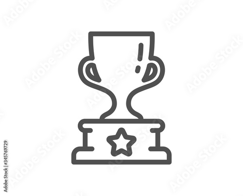 Winner cup line icon. Award trophy sign. Best achievement symbol. Quality design element. Editable stroke. Linear style winner cup icon. Vector
