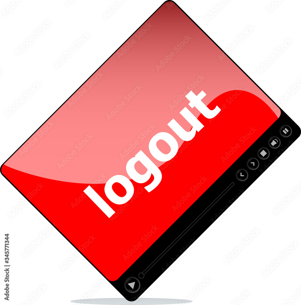 logout on media player interface . isolated on white logout on media player interface . isolated on white