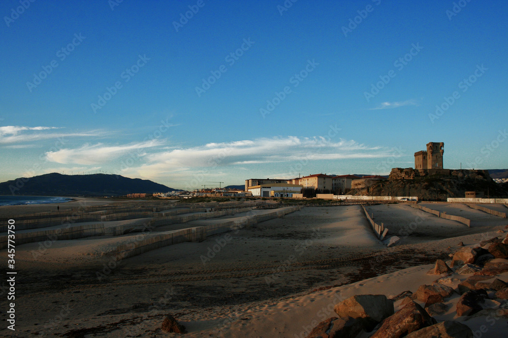 windy beaches of Tarifa at sunset windy beaches of Tarifa at sunset