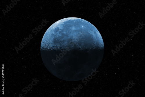 Moon against starry sky, super HDR image