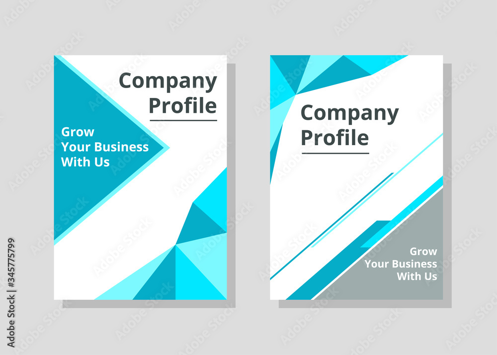 Abstract Business Company Profile Cover or Flyer Template with Green Polygonal Shapes Design