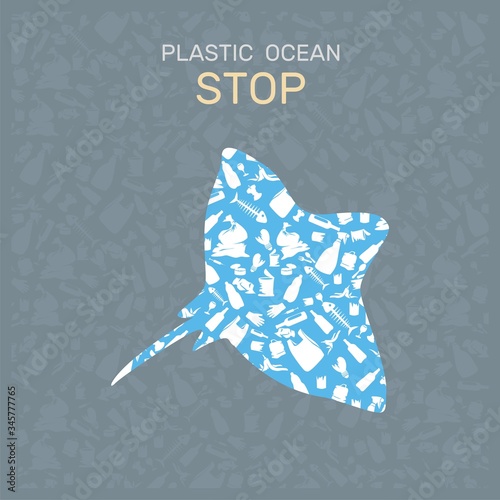 environmental banner plastic garbage trash marine life in our ocean decor