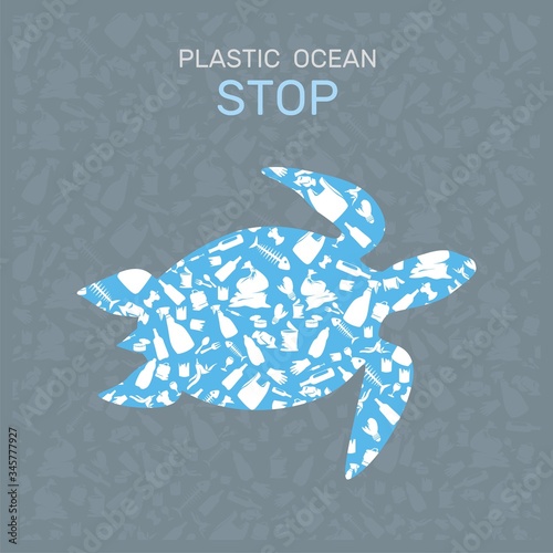 environmental banner plastic garbage trash marine life in our ocean decor