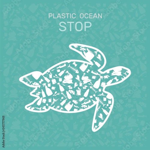 environmental banner plastic garbage trash marine life in our ocean decor