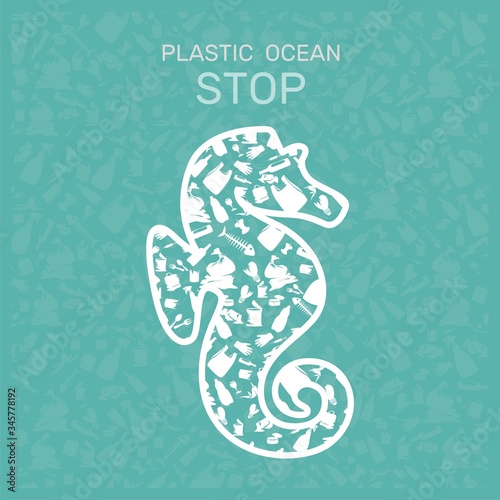 environmental banner plastic garbage trash marine life in our ocean decor