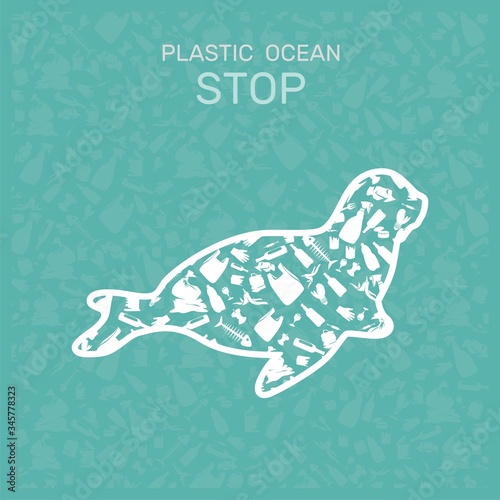 environmental banner plastic garbage trash marine life in our ocean decor