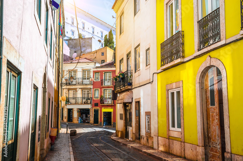 Beautiful old cozy street in Lisbon, Portugal © Olena Zn