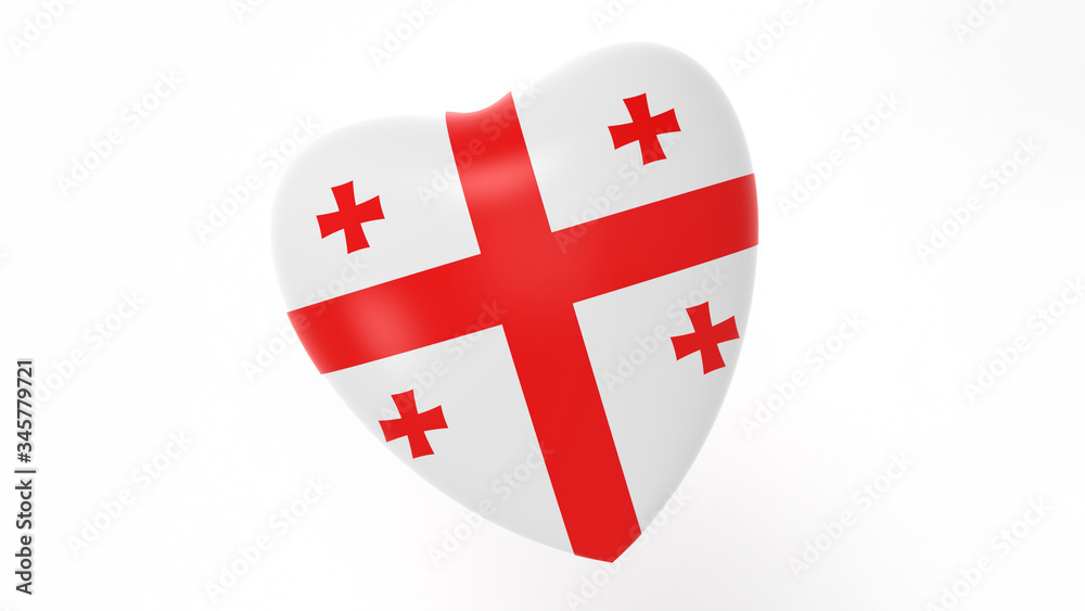 Obraz premium flag of Georgia in heart on white background, 3d rendering