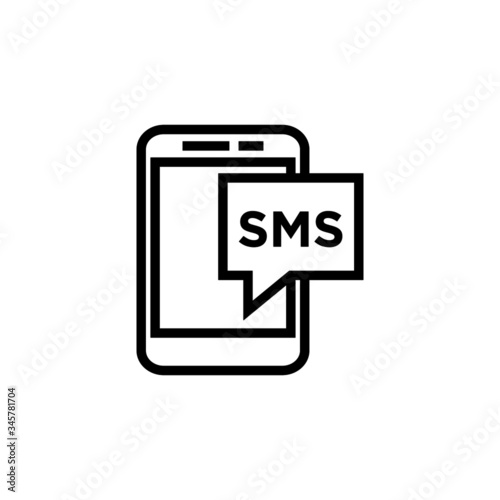 sms icon smartphone and telephone vector icon in outline style on white background