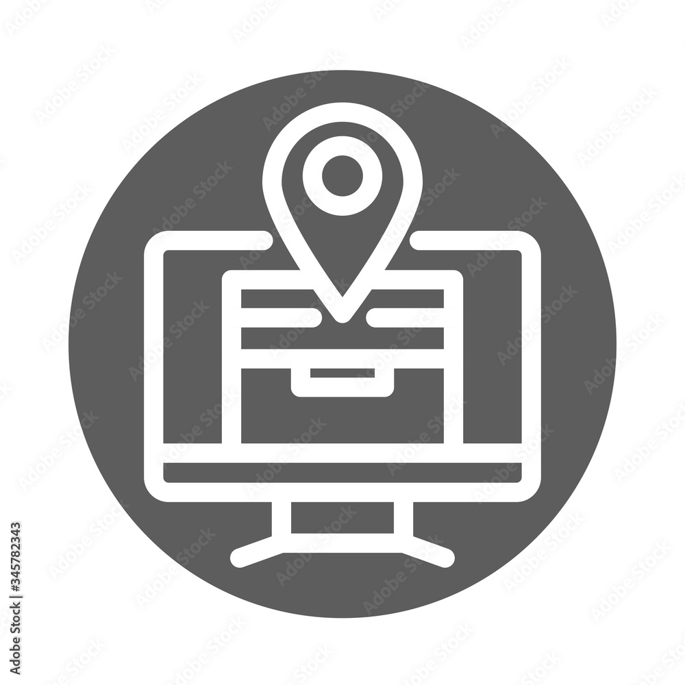 delivery cargo service logistic cardboard box location pin online computer block style icon delivery cargo service logistic cardboard box location pin online computer block style icon